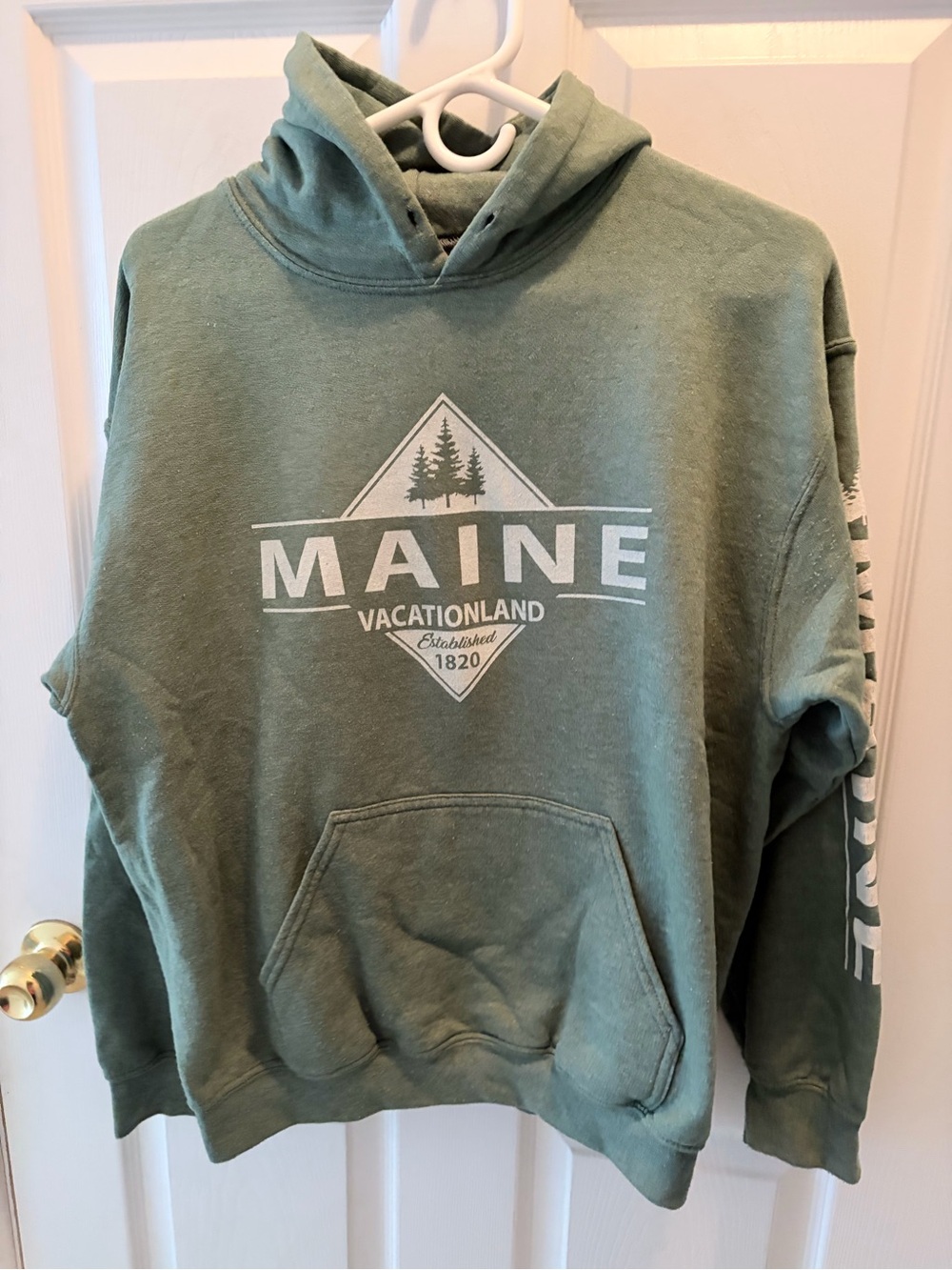 Gildan Green Maine Vacationland Crewneck Hoodie